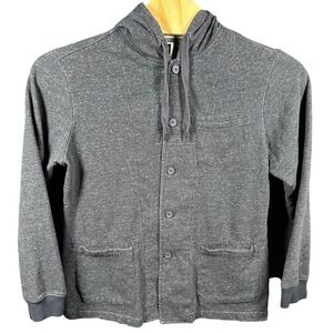 Howe Mens XL Gray Heathered Button Up Hoodie Jacket Sweatshirt N65